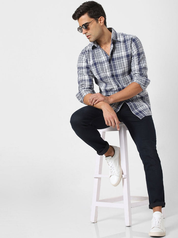 Blue Check Full Sleeves Shirt