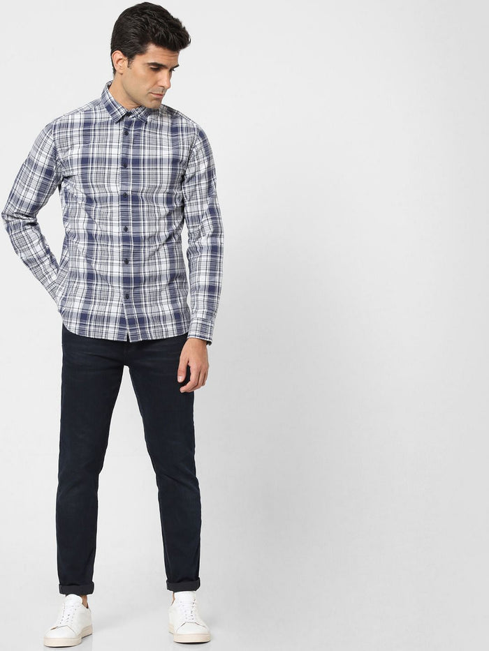 Blue Check Full Sleeves Shirt