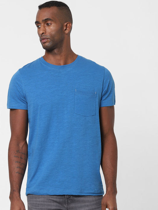 Blue Chest Pocket Crew Neck T-Shirt