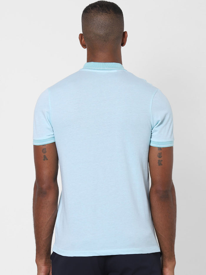 Blue Contrast Tipping Polo T-Shirt