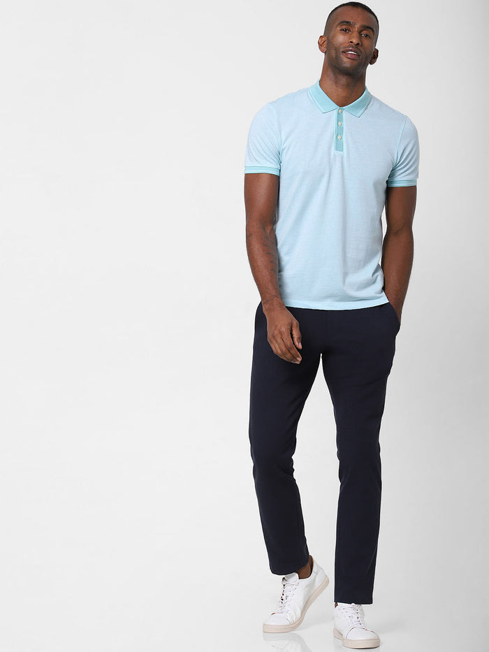 Blue Contrast Tipping Polo T-Shirt
