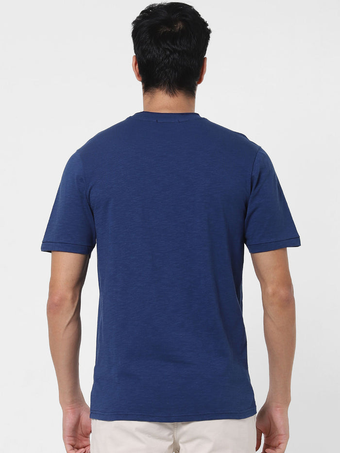 Blue Graphic Print Crew Neck T-Shirt