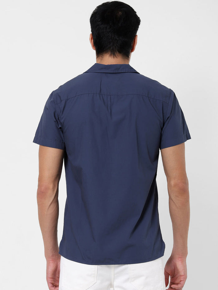 Blue Palm Tree Print Shirt