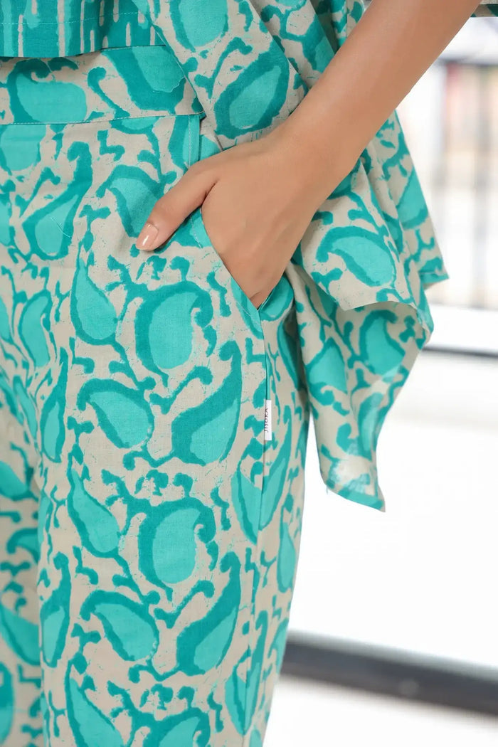 Blue Paradise Three Piece Cotton Co-ord Set