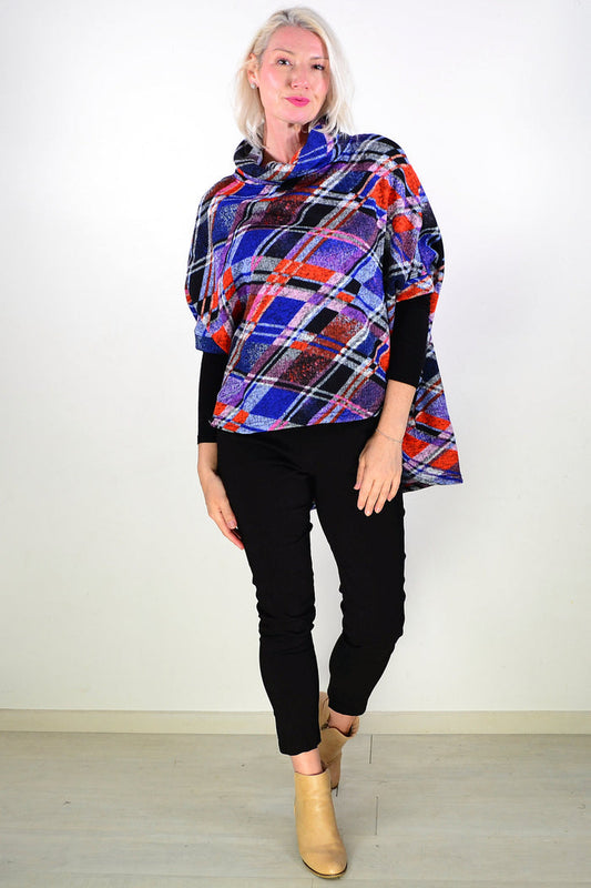 Blue Red Geometric Hi Low Tunic Jumper
