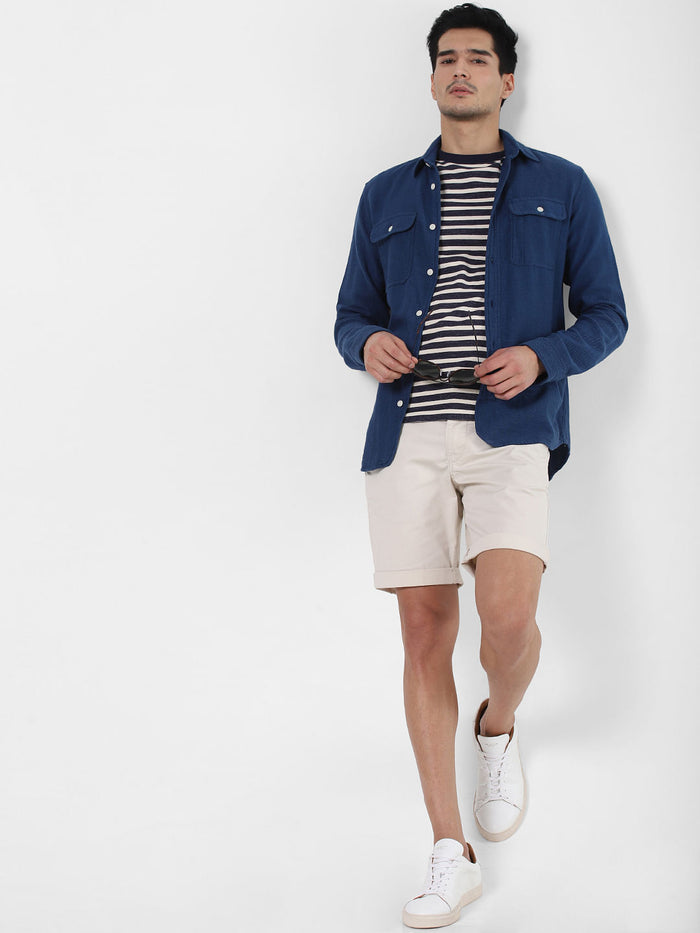 Blue Striped Crew Neck T-Shirt