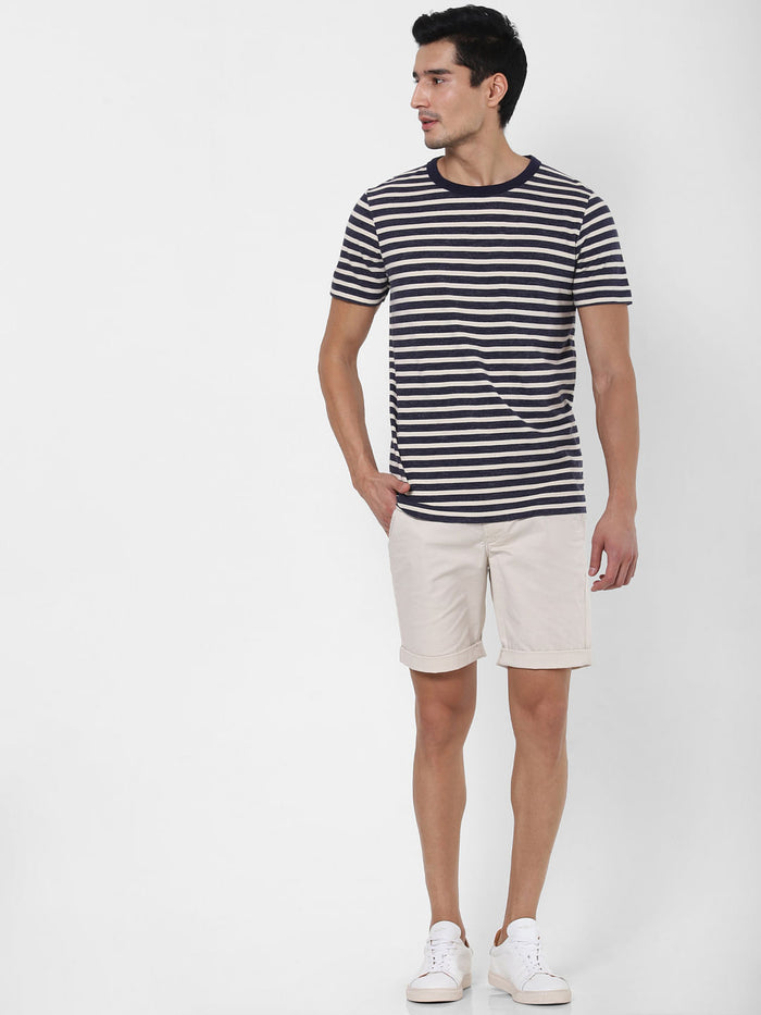Blue Striped Crew Neck T-Shirt