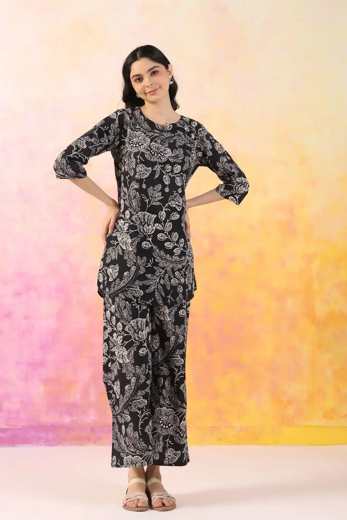 Botanic Harmony Cotton Palazzo Loungewear Set