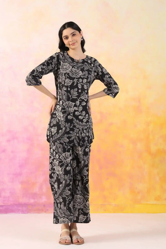 Botanic Harmony Cotton Palazzo Loungewear Set