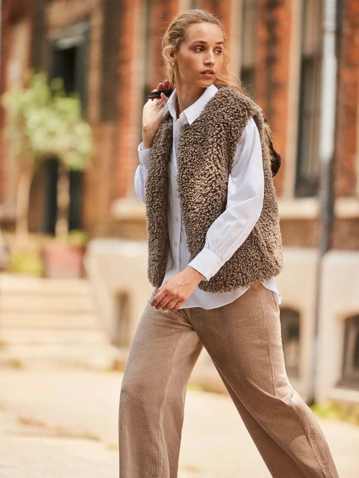 Brown Faux Shearling Gilet