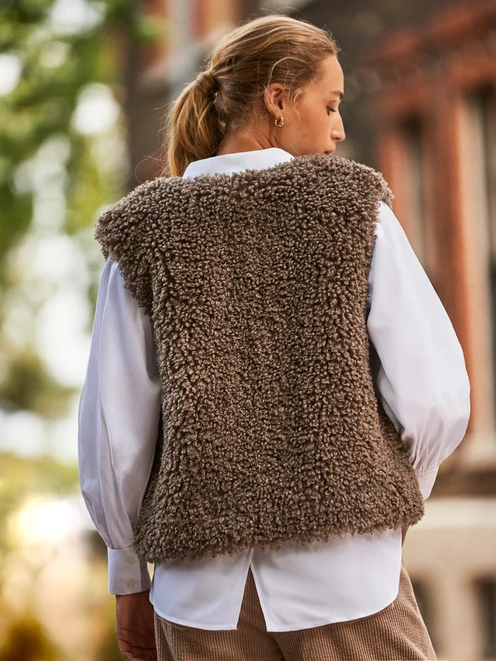Brown Faux Shearling Gilet
