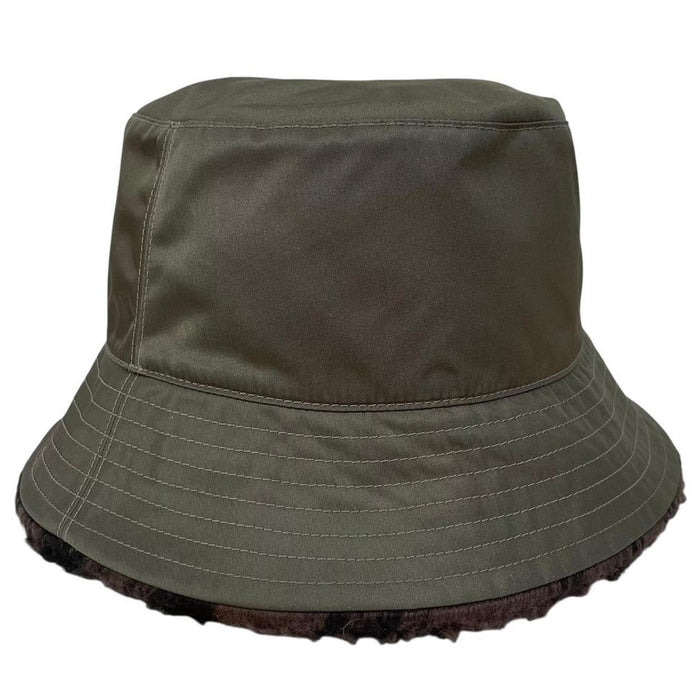 Burberry Green and Brown Fleece Reversible Nova Check Bucket Hat