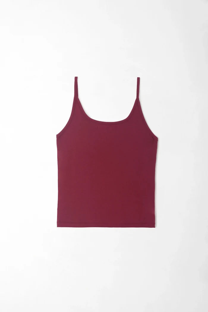 Burgundy Fitted Tank Top for Women in Cotton