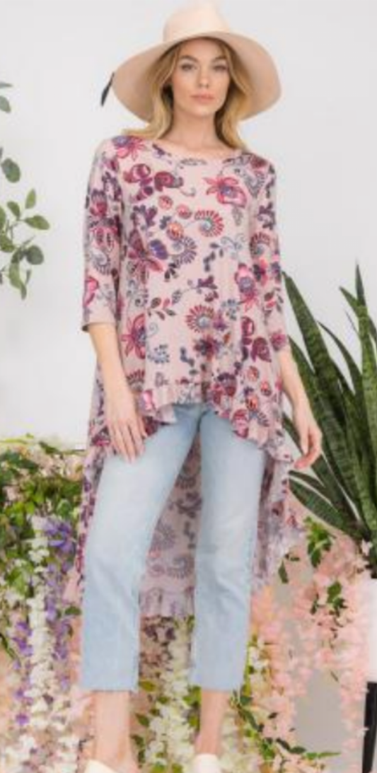 Burgundy Paisley Hi-Low Tunic FINAL SALE