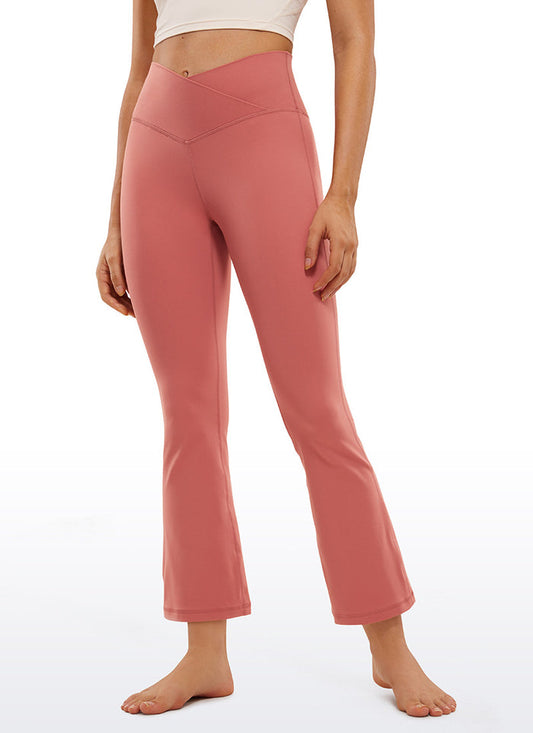 CRZ YOGA Womens Butterluxe Flare Leggings 25.6" - High Waist V Cross Briar Rose