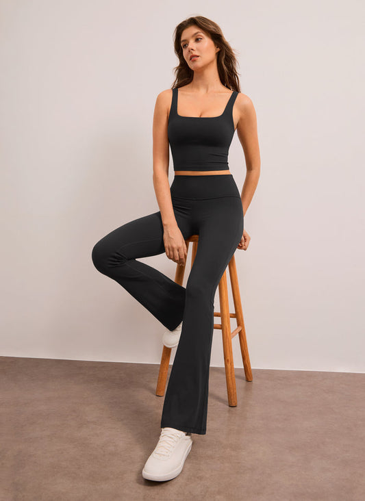 CRZ YOGA Women's Butterluxe High Waist Flare Leg Bootcut Leggings 32" Black