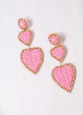 Caroline Hill Beaded 3 Heart Earrings