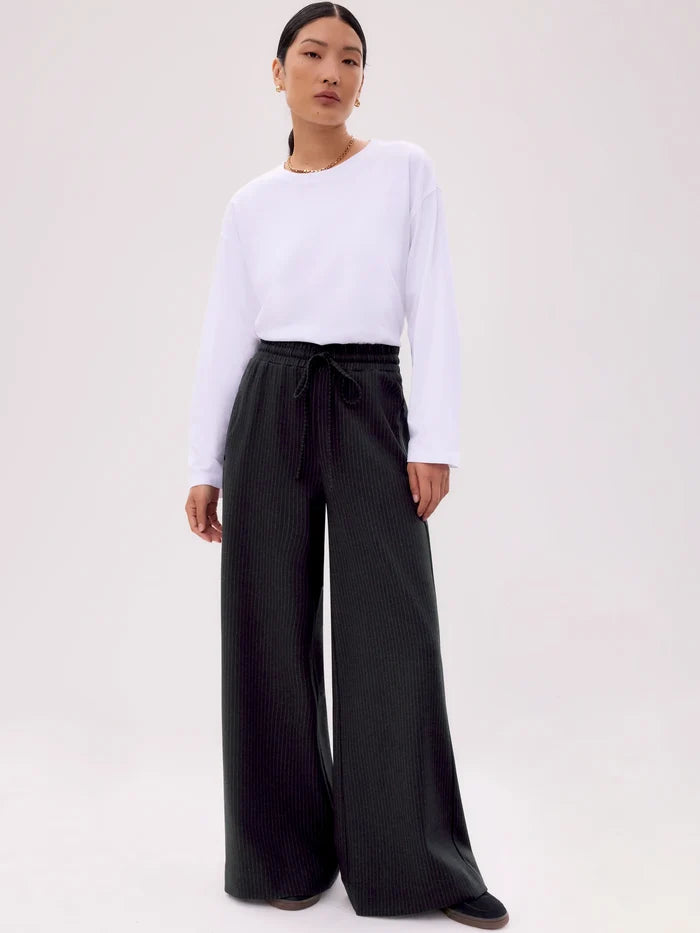 Charcoal Pinstripe Wide Leg Trousers
