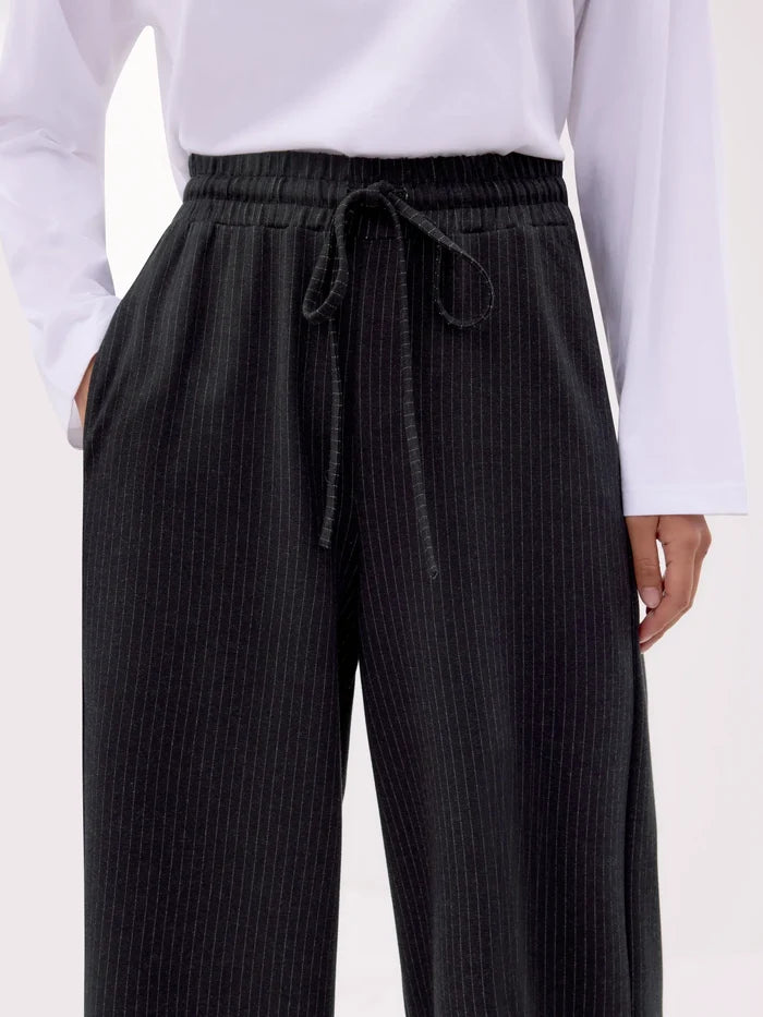 Charcoal Pinstripe Wide Leg Trousers