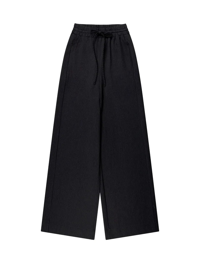 Charcoal Pinstripe Wide Leg Trousers