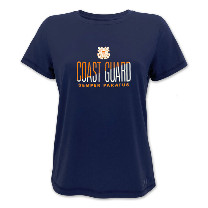Coast Guard Ladies Under Armour Tech Stretch T-Shirt (Navy)