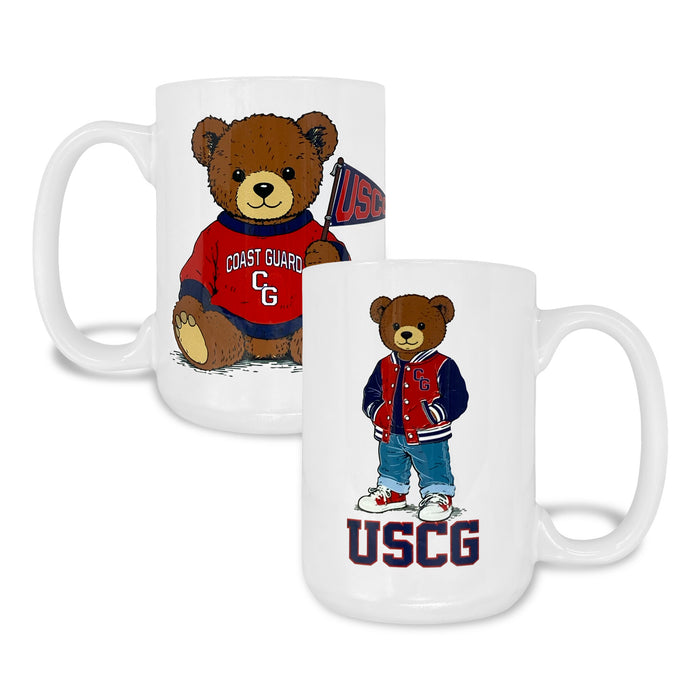 Coast Guard Teddy Bear 15oz Mug (White)