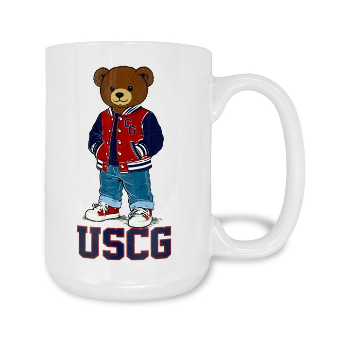 Coast Guard Teddy Bear 15oz Mug (White)