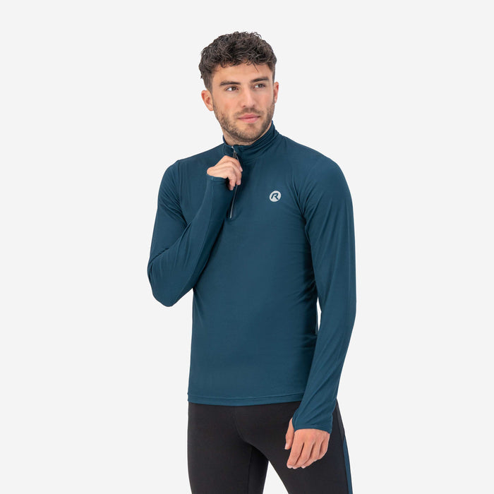 Rogelli Core hardlooptop lange mouw heren blauw gedragen voorkant.