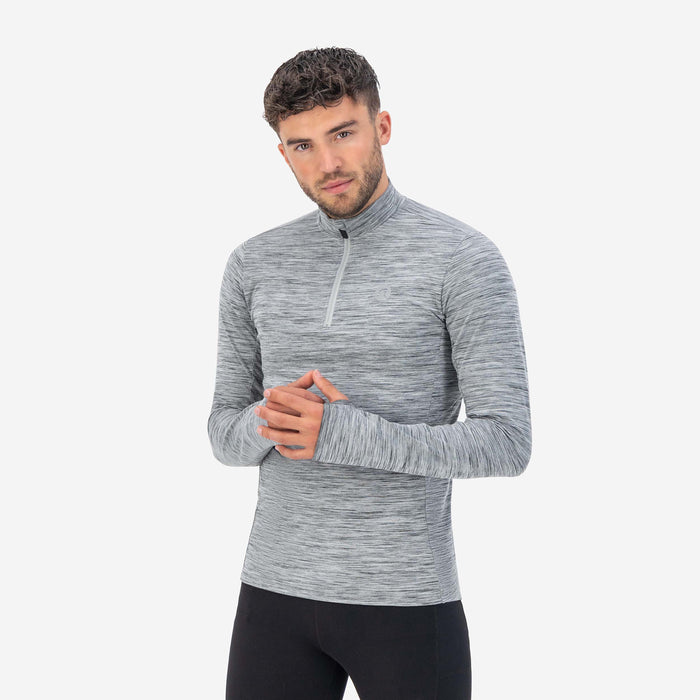 Rogelli Core hardlooptop lange mouw heren grijs gedragen voorkant.
