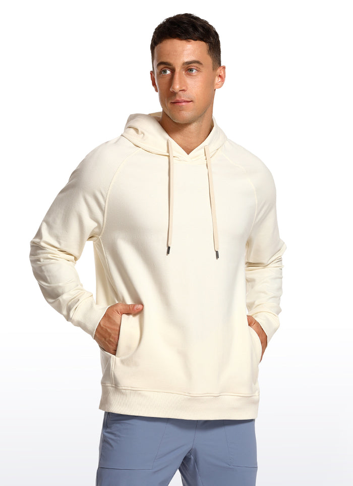 CRZ YOGA Men's Casual Outerwear Cotton Loose Fit Long Sleeve Hoodies White Apricot