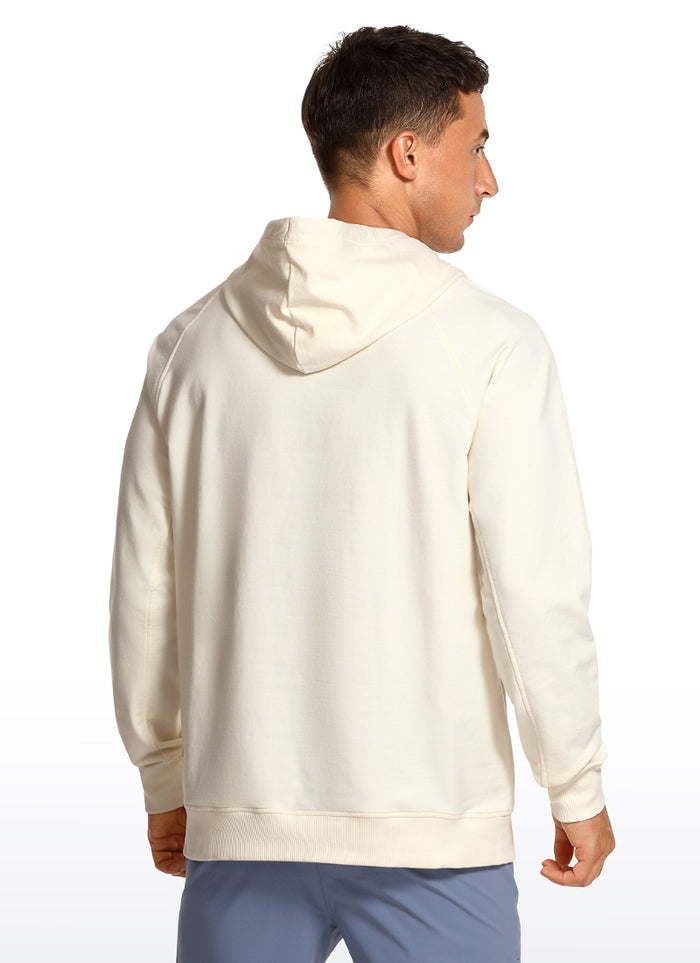 CRZ YOGA Men's Casual Outerwear Cotton Loose Fit Long Sleeve Hoodies White Apricot
