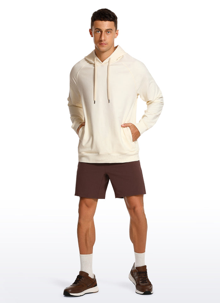CRZ YOGA Men's Casual Outerwear Cotton Loose Fit Long Sleeve Hoodies White Apricot