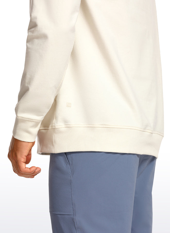 CRZ YOGA Men's Casual Outerwear Cotton Loose Fit Long Sleeve Hoodies White Apricot
