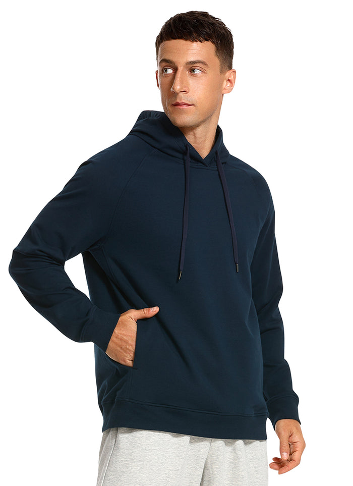 CRZ YOGA Men's Casual Outerwear Cotton Loose Fit Long Sleeve Hoodies True Navy