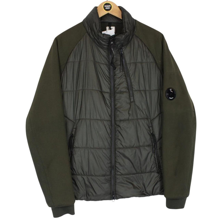 CP Company Khaki Green Full Zip Hybrid Down Soft Shell Lens Jacket