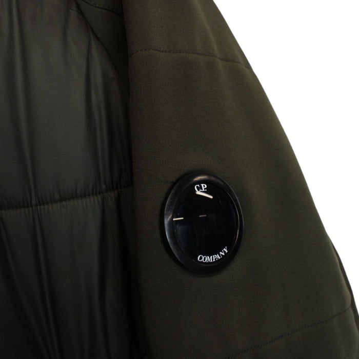 CP Company Khaki Green Full Zip Hybrid Down Soft Shell Lens Jacket