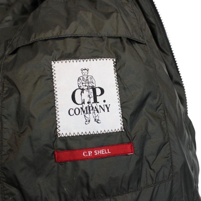 CP Company Khaki Green Full Zip Hybrid Down Soft Shell Lens Jacket