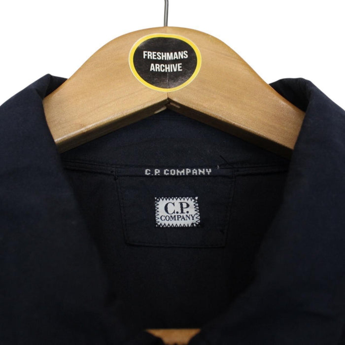 CP Company Navy Blue Full Zip Cotton Lens Overshirt Jacket