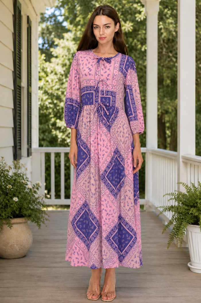 Crystal Pink & Purple Patchwork Dress-Final Sale