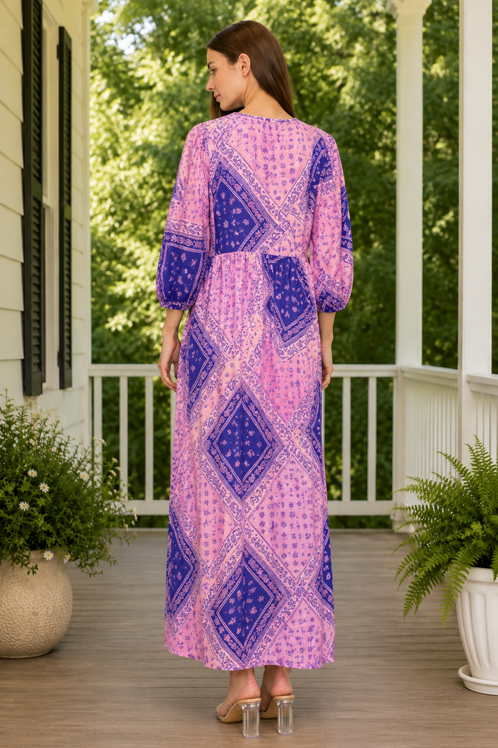 Crystal Pink & Purple Patchwork Dress-Final Sale