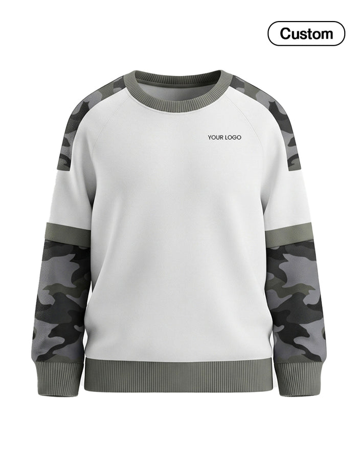 Custom Men Sweatshirt - Arctic Camo Sleeves - Personalized Pullover