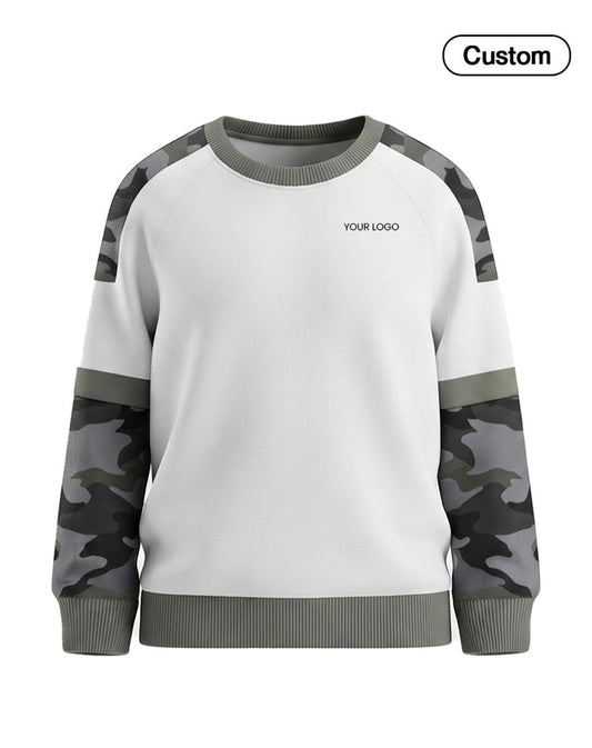 Custom Men Sweatshirt - Arctic Camo Sleeves - Personalized Pullover