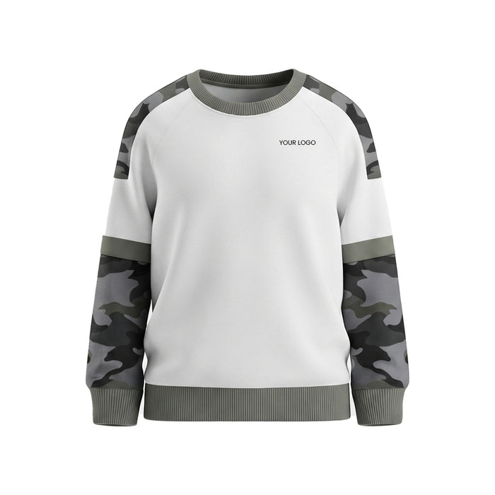 Custom Men Sweatshirt - Arctic Camo Sleeves - Personalized Pullover