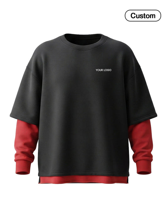 Custom Men Sweatshirt - Oversized Layered Look - Personalized Top