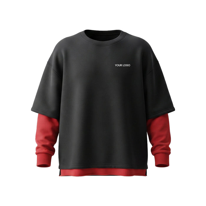 Custom Men Sweatshirt - Oversized Layered Look - Personalized Top