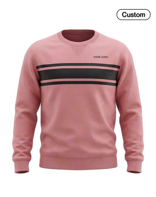 Custom Men Sweatshirt - Twin Stripe Panel - Personalized Crewneck