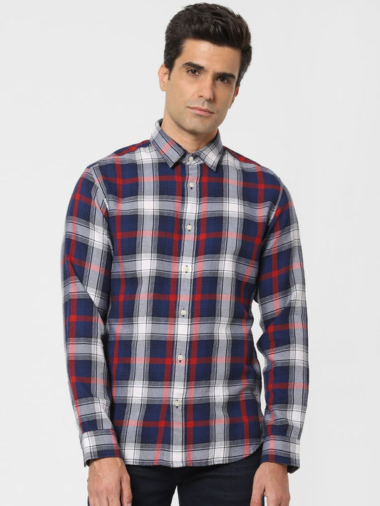 Dark Blue Check Full Sleeves Shirt