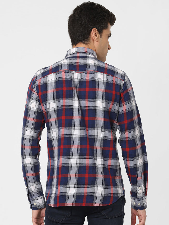 Dark Blue Check Full Sleeves Shirt