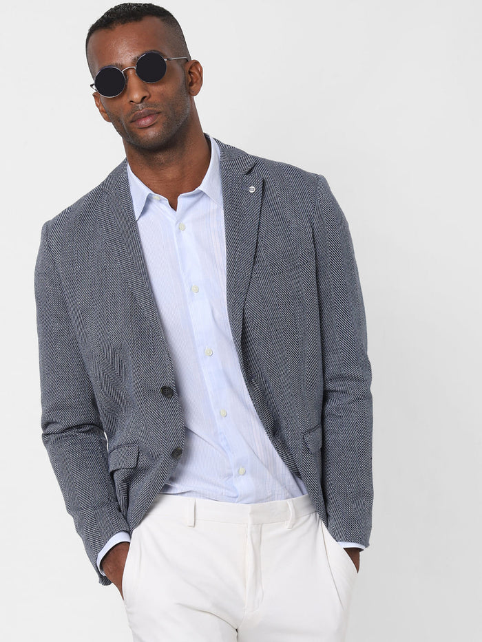 Dark Blue Double Button Blazer