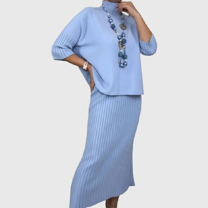 Debora | Knit set with ribbed midi skirt